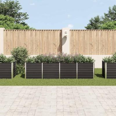 VidaXL Plantenbak verhoogd 320x80x77 cm gegalvaniseerd staal antraciet