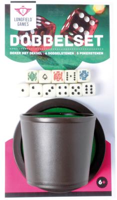 Pokerbeker met Deksel en Dobbelstenen