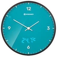 BRESSER MyTime LEDsec wandklok 24 cm met temperatuurweergave (sky blue) - thumbnail