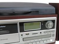 Roadstar HIF-8892EBT Mini Hi-Fi Music System Platenspeler 33/45/78 omwentelingen, digitale radio PLL FM-radio, CD-MP3-speler, cassette, Bluetooth, opnamefunctie, USB, SD-kaart, afstandsbediening, hout - thumbnail
