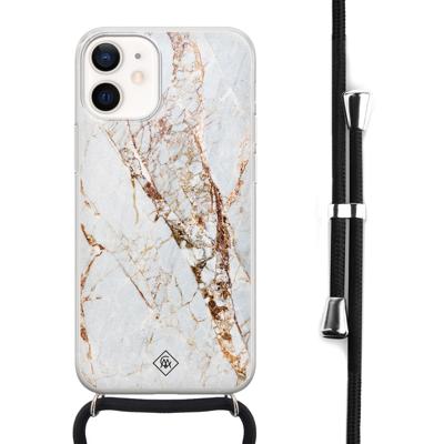 iPhone 12 mini hoesje met koord - Marmer goud