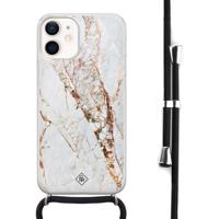 iPhone 12 mini hoesje met koord - Marmer goud - thumbnail