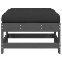Tuinvoetenbank met kussen massief grenenhout grijs - thumbnail