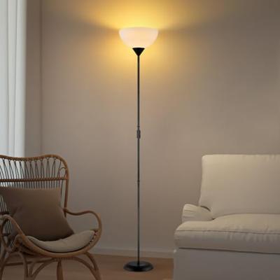 Moderne E27 LED Vloerlamp - 28/28/173.5 cm - Zwart - Metalen Staande Lamp met Wit Lampenkap - Geïntegreerde LED 4W 806Lm 2700K - Voor Kantoor en Slaapkamer - met schakelaar