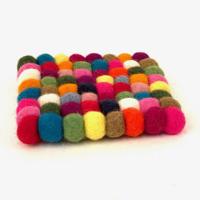 Vierkanten Vilten Onderzetter Licht Gekleurd (9 cm) - thumbnail