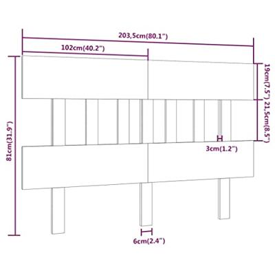 Hoofdbord 203,5x3x81 cm massief grenenhout honingbruin