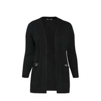 Paprika fijngebreid vest met pailletten zwart - thumbnail