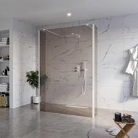 Fortifura Galeria Vrijstaande Inloopdouche - 140x200cm - Rookglas - antikalk - 8mm veiligheidsglas - 2 zijwanden 30cm - wandsteunen en hoekprofielen - Wit mat SW927768 2x/SW797946/SW797930 2x/SW541264 2x - thumbnail