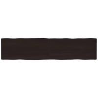Tafelblad natuurlijke rand 220x50x(2-4)cm eikenhout donkerbruin - thumbnail