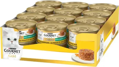 Gourmet Gold Hartig Torentje combipack met kip-wortel, tonijn natvoer kat (85 g) 48 x 85 g