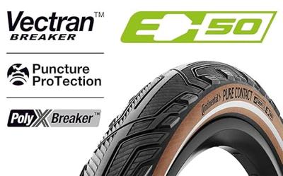 Continental "pure contact" buitenband tyre conti pure contact 55-622 bl/coffee/reflex