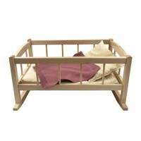 Houten schommelwieg met gebreid dekentje - thumbnail
