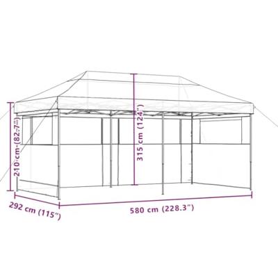 VidaXL Partytent inklapbaar pop-up met 3 zijwanden zwart