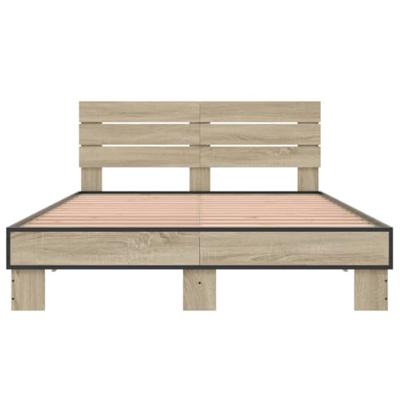 Bedframe bewerkt hout metaal sonoma eikenkleurig 120x200 cm