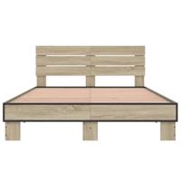 Bedframe bewerkt hout metaal sonoma eikenkleurig 120x200 cm - thumbnail