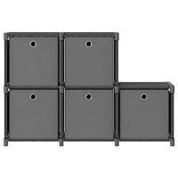 Bussandri Exclusive - Kast met 5 vakken met boxen 103x30x72,5 cm stof grijs - thumbnail