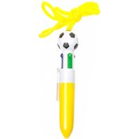 LG Imports 4 kleurenpen voetbal 12 cm geel - thumbnail