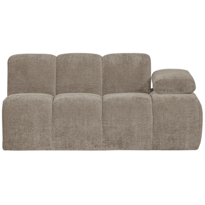 Woood Mojo 1,5-zits bank arm rechts ribstof Donkerzand