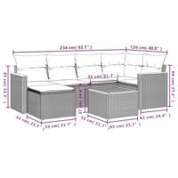 7-delige Loungeset met kussens poly rattan zwart - thumbnail