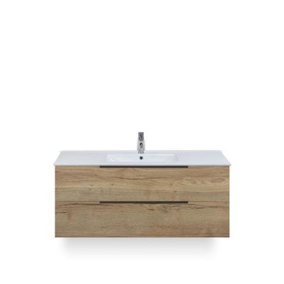 Seville Badmeubelset 120 cm - 2 laden Natuur Eiken Edge greep - Wastafel Enjoy Enkel