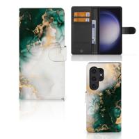 Bookcase voor Samsung Galaxy S24 Ultra Marmer Groen - thumbnail