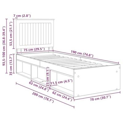 Bedframe met hoofdeinde Wit 75 x 190 cm Massief grenenhout