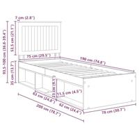 Bedframe met hoofdeinde Wit 75 x 190 cm Massief grenenhout - thumbnail
