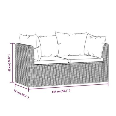 2-delige Loungeset met kussens poly rattan zwart 2-delige Loungeset met kussens poly rattan zwart
