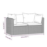2-delige Loungeset met kussens poly rattan zwart - thumbnail
