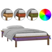 Bedframe LED massief hout honingbruin 75x190 cm - thumbnail