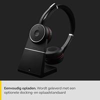 Jabra Evolve 75 UC Wireless Stereo On-Ear Headset – Unified Communications Optimised Headphones With Long-Lasting Battery and Charging Stand – USB Bluetooth Adapter – Black - thumbnail