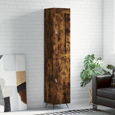Hoge kast 34,5x34x180 cm bewerkt hout gerookt eikenkleurig