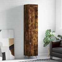 Hoge kast 34,5x34x180 cm bewerkt hout gerookt eikenkleurig - thumbnail