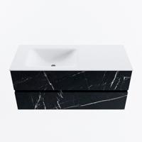 MONDIAZ VICA 110cm badmeubel onderkast Marquina 2 lades. Wastafel CLOUD links zonder kraangat, kleur Talc. - thumbnail