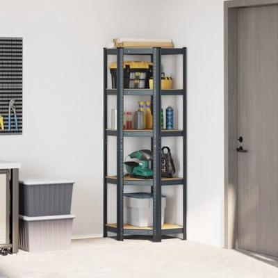 VidaXL Hoekrek 5-laags staal en bewerkt hout antracietkleurig