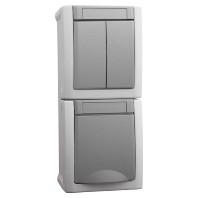 VIKO 90591082-DE Pacific Schakel-/stopcontact combinatie spatwaterdicht Grijs 1 stuk(s) - thumbnail