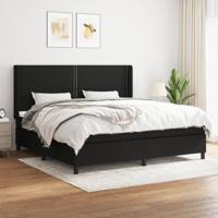 Boxspring met matras stof zwart 200x200 cm - thumbnail