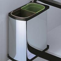 Hailo Duo Afvalemmer voor draaideurkast 20,3x38,8x42cm chroom/zwart - thumbnail
