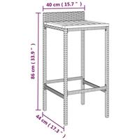 Barkrukken 4 st poly rattan en massief acaciahout zwart - thumbnail