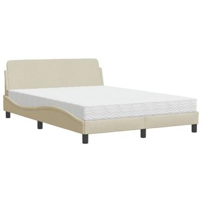 Bed met matras stof crèmekleurig 140x200 cm