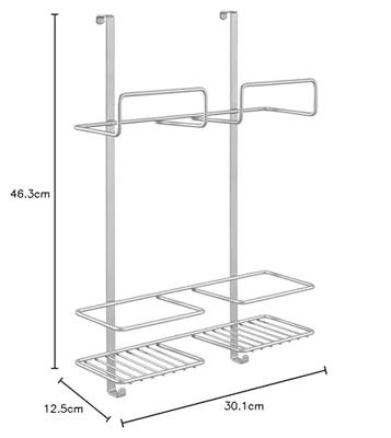 Metaltex over the door space saver rek voor schoonmaakspullen 30x46x12 cm zilver - thumbnail