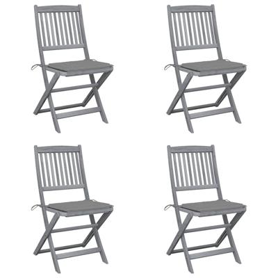 Tuinstoelen 4 st inklapbaar met kussens massief acaciahout