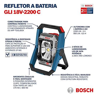 Bosch Blauw GLI 18V-2200 C Professional Accubouwlamp - 0601446501 - thumbnail