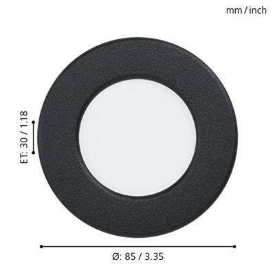 Eglo 4000K inbouwspot Fueva 5 IP44 - Ø 8,6cm zwart 99213