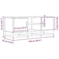 Tv-meubel 100x35x41 cm bewerkt hout en metaal zwart - thumbnail