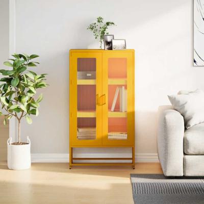 Hoge kast 68x39x123 cm staal mosterdgeel - thumbnail