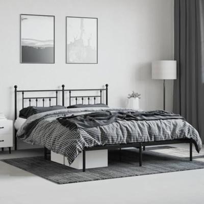 Bedframe met hoofdbord metaal zwart 183x213 cm Bedframe met hoofdbord metaal zwart 183x213 cm