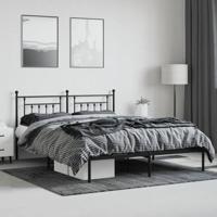 Bedframe met hoofdbord metaal zwart 183x213 cm - thumbnail