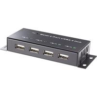 Renkforce RF-4830984 USB 2.0-hub 4 poorten Met metalen behuizing, Voor wandmontage Zwart - thumbnail