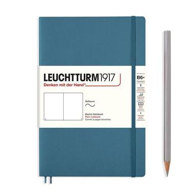 Leuchtturm Stone Blue, Softcover, Paperback (B6+), 123 p., plain